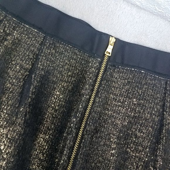 LOFT Womens Gold Black Lace Lined Wool Blend Skirt - Picture 10 of 14